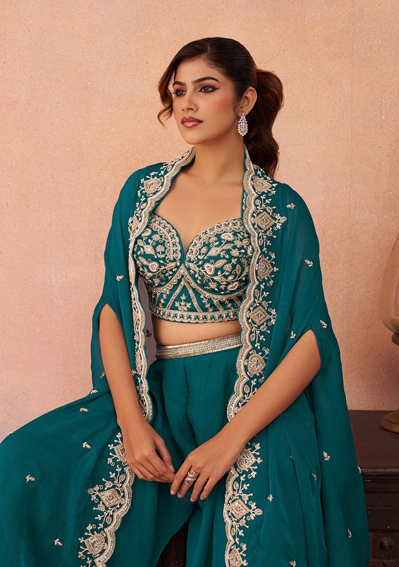 Morpeach Embroidered Organza Salwar Kameez - Indya