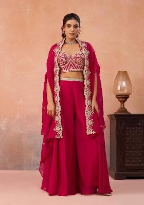 Rani Pink Embroidered Organza Salwar Kameez