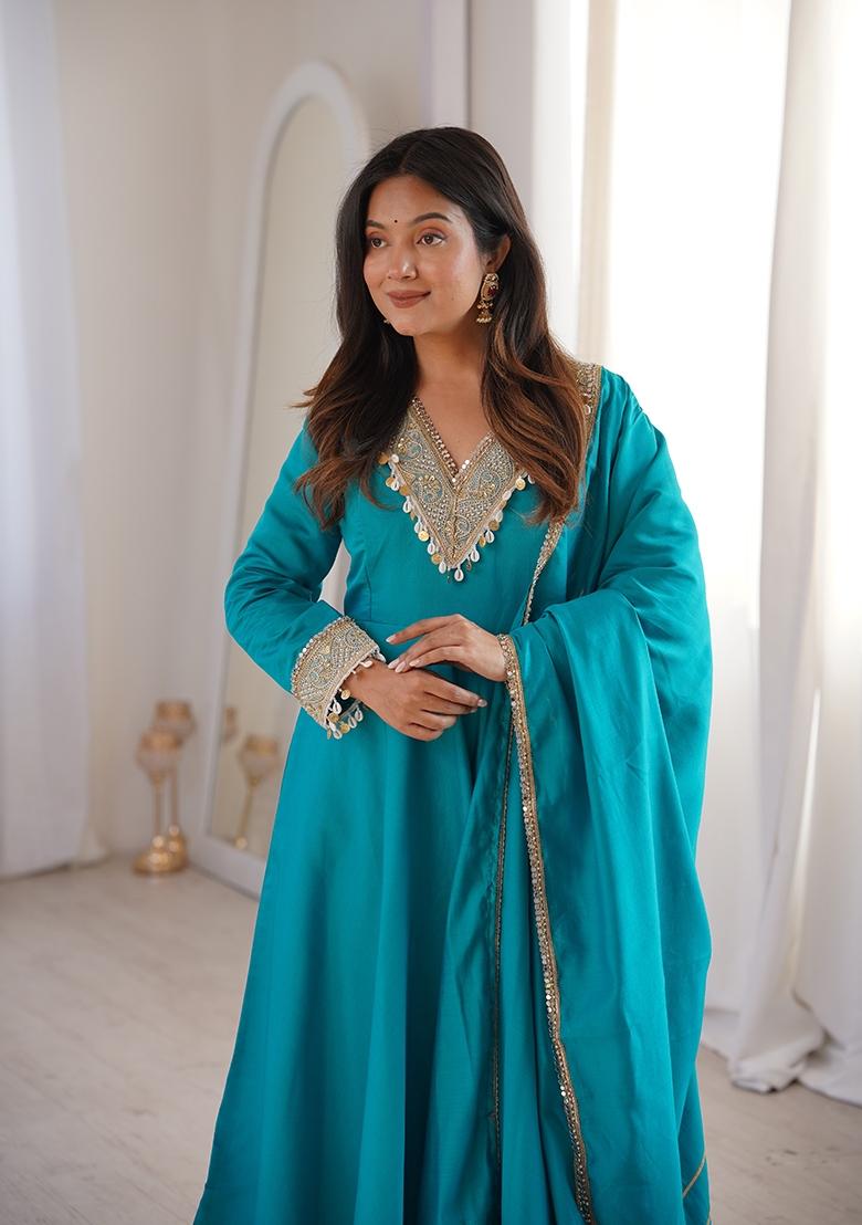 Rama Embroidered Silk Blend Kurta Set - Indya