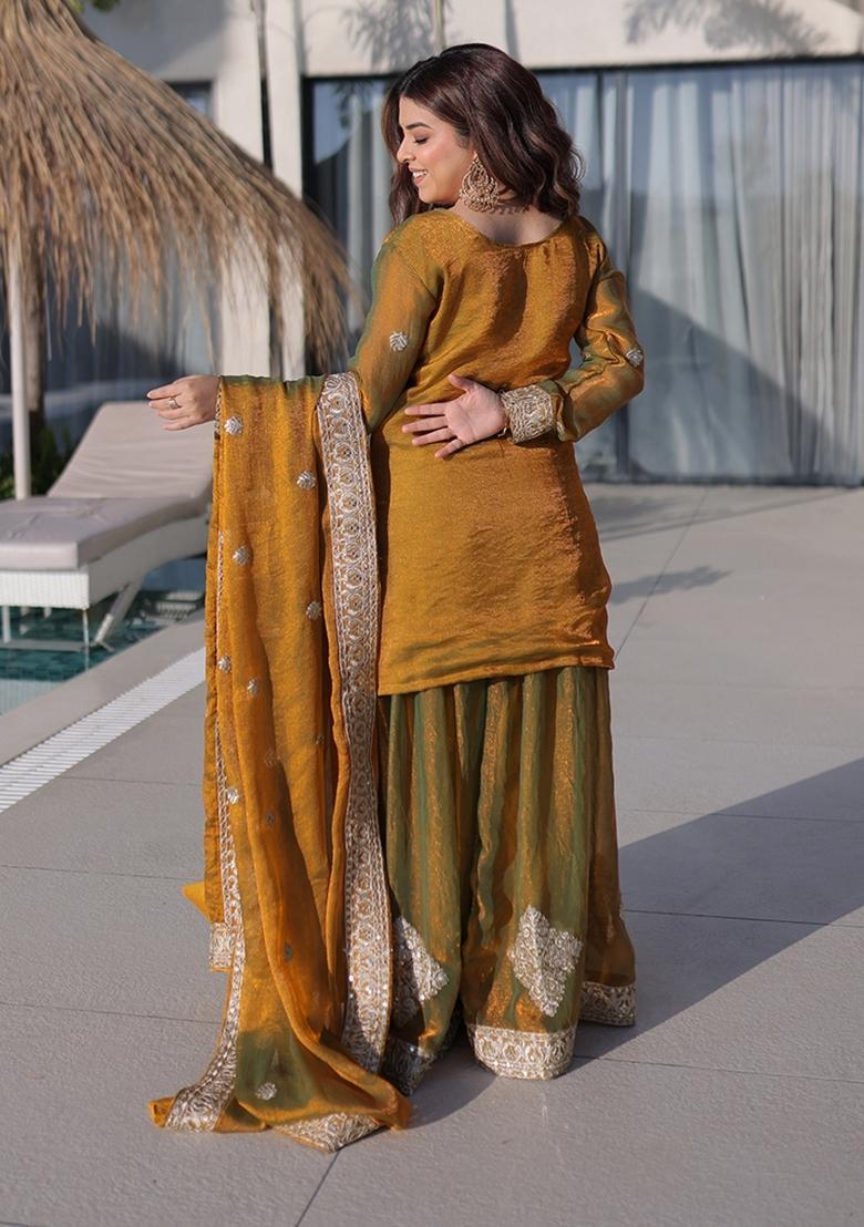 Brown Embroidered Fendi Anarkali Set - Indya