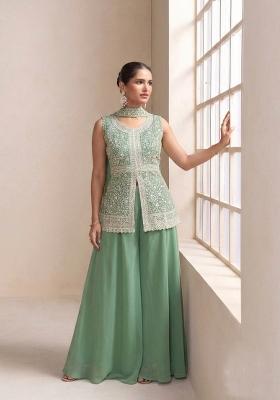 Pista Embroidered Chinon Kurta Set