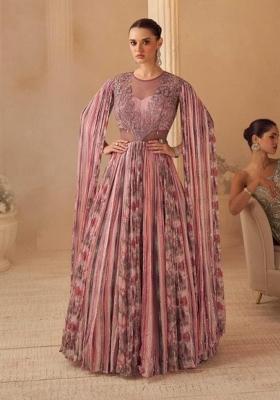 Pink Embroidered Silk Blend Anarkali