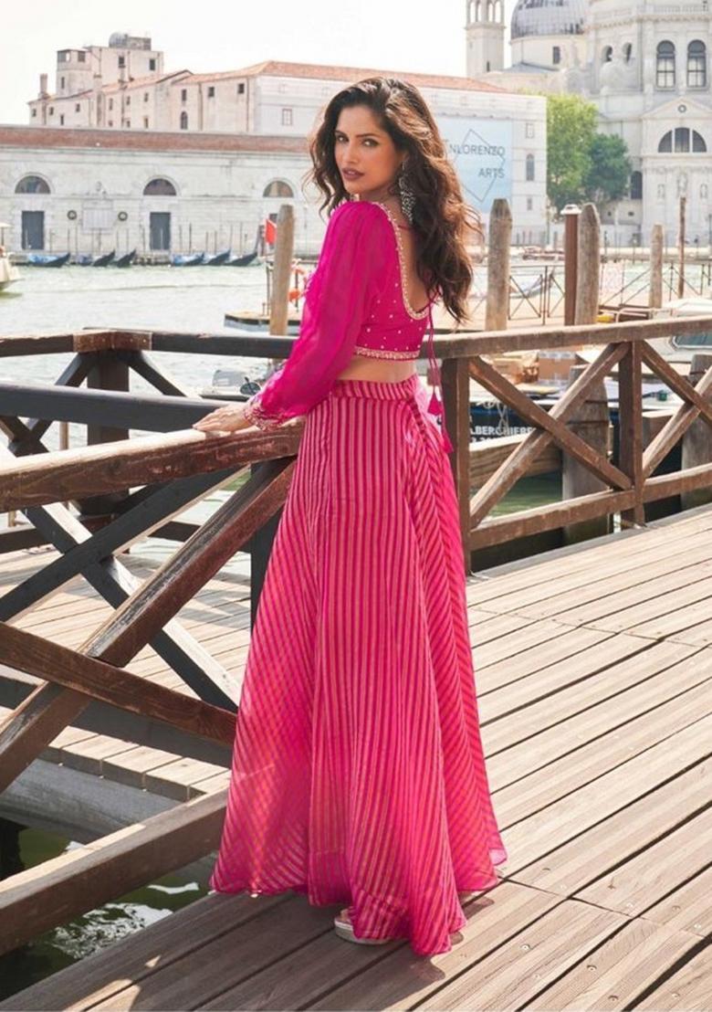 Pink Embroidered Silk Blend Kurta Set - Indya