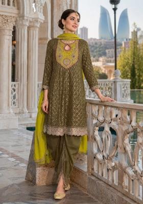 White Embroidered Silk Blend Dhoti Suit