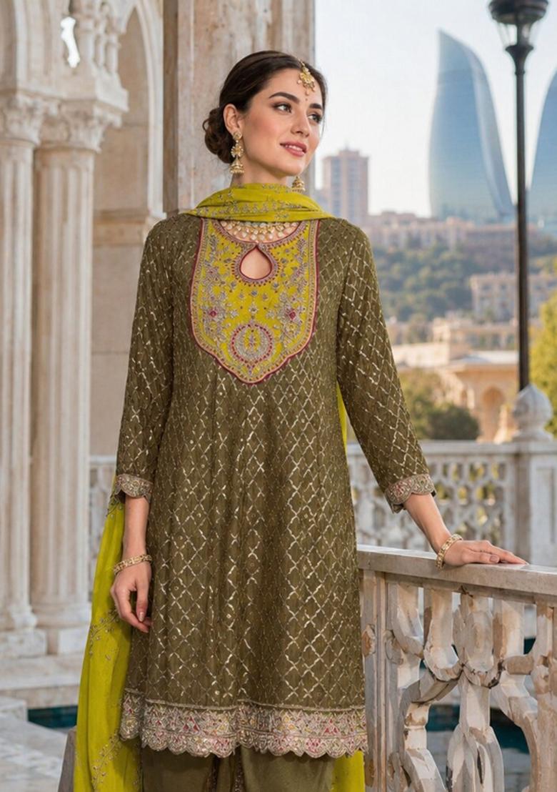 White Embroidered Silk Blend Dhoti Suit - Indya