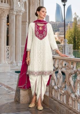 Mehendi Embroidered Silk Blend Dhoti Suit
