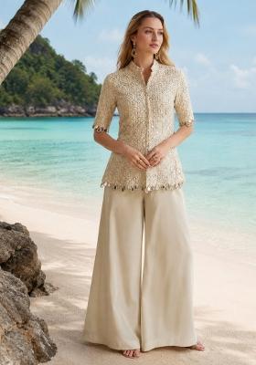 White Embroidered Georgette Co Ords Set