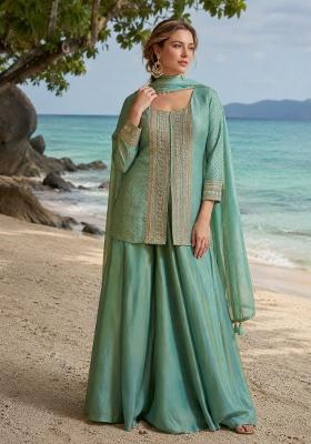 Sky Blue Embroidered Viscose Co Ords Set