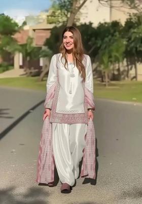 Lite Pink Embroidered Silk Blend Kurta Set
