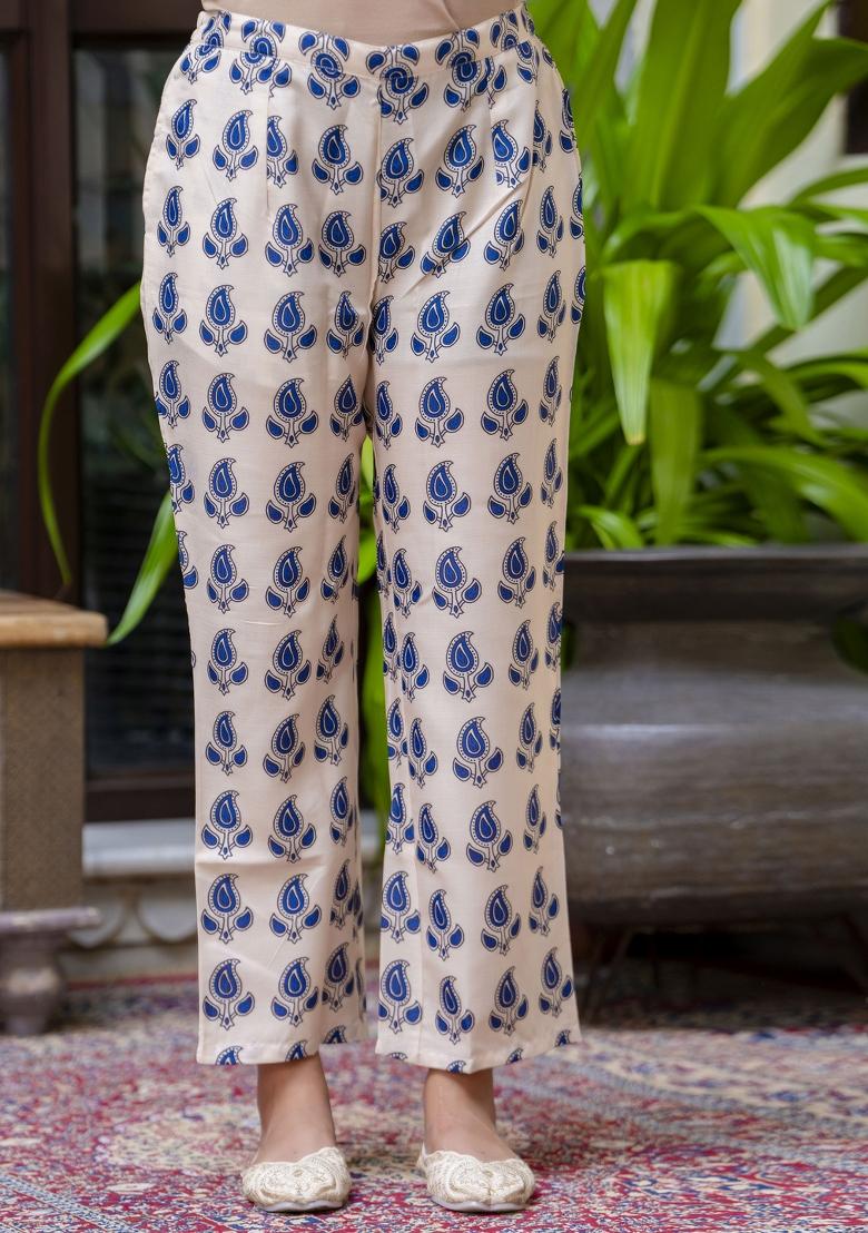 Yellow Floral Print Cotton Kurta Set - Indya