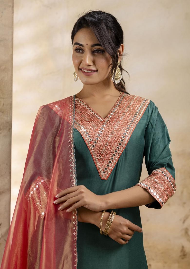 Rama Embroidered Rayon Kurta Set - Indya