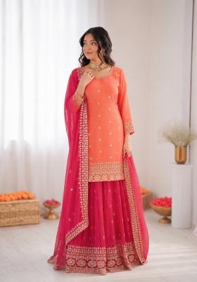 Pink Embroidered Georgette Pakistani Suit Set