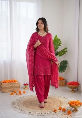Pink Embroidered Silk Pakistani Suit Set