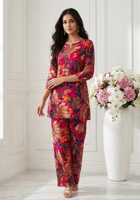 Red Printed Cotton Kurta Set