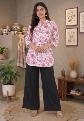 Light Pink Printed Rayon Kurta Set
