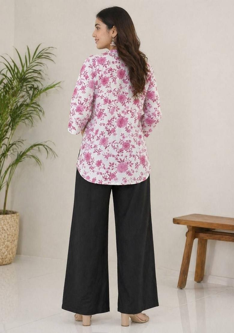 Light Pink Printed Rayon Kurta Set - Indya