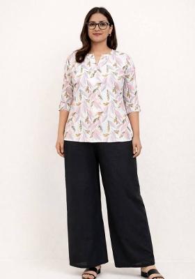 Pink Printed Rayon Kurta Set