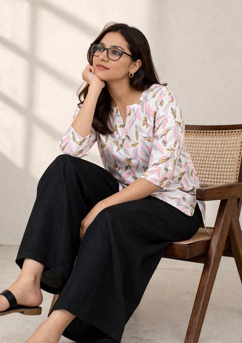 Pink Printed Rayon Kurta Set - Indya
