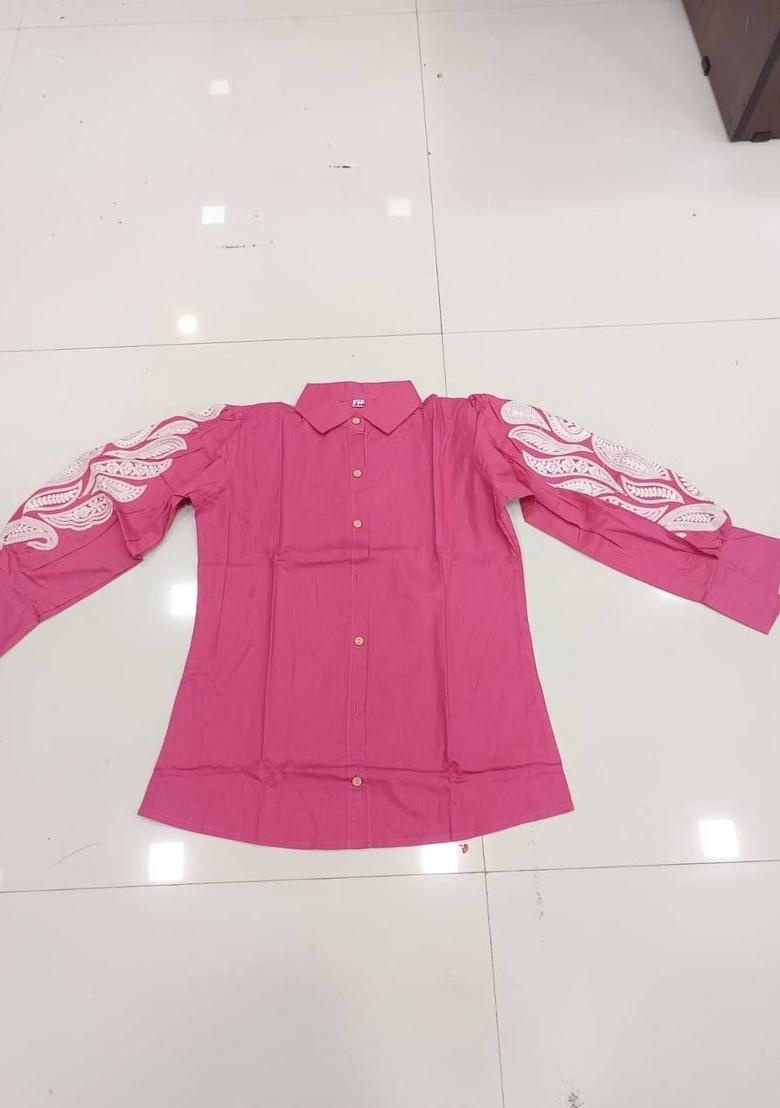 Pink Embroidered Cotton Kurta Set - Indya