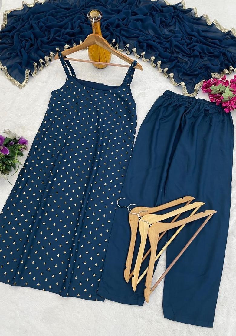 Teal Woven Cotton Kurta Set - Indya