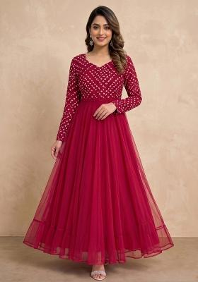 Pink Printed Crepe Kurta