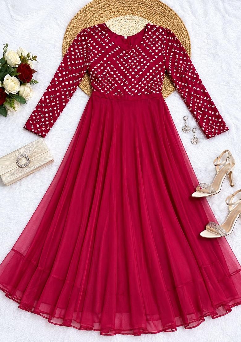 Pink Printed Crepe Kurta - Indya
