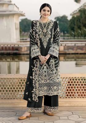 Black Embroidered Chiffon Kurta Set