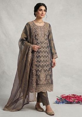 Mehendi Embroidered Silk Blend Kurta Set