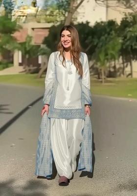 Blue Embroidered Silk Salwar Kameez