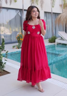 Pink Embroidered Silk Blend Anarkali