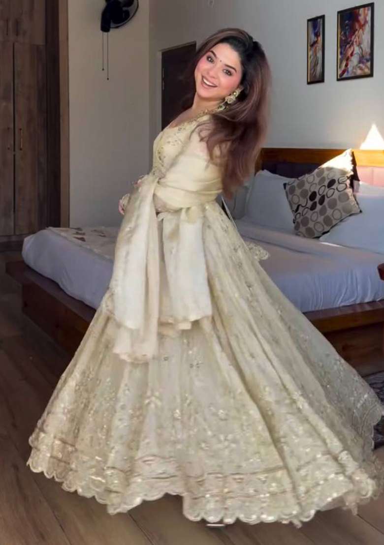 White Embroidered Silk Anarkali Set - Indya