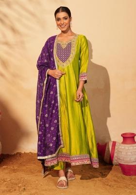 Liril Embroidered Silk Blend Anarkali Set