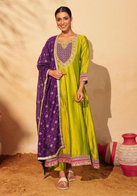 Liril Embroidered Silk Blend Anarkali Set
