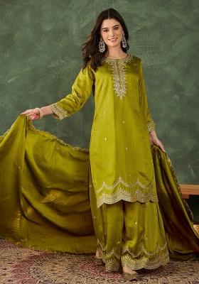 Liril Embroidered Silk Sharara Set
