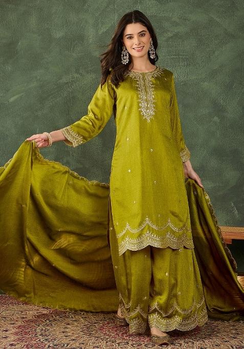 Liril Embroidered Silk Sharara Set