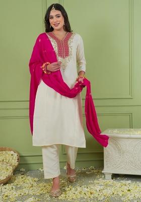 Off White Embroidered Simar Kurta Set