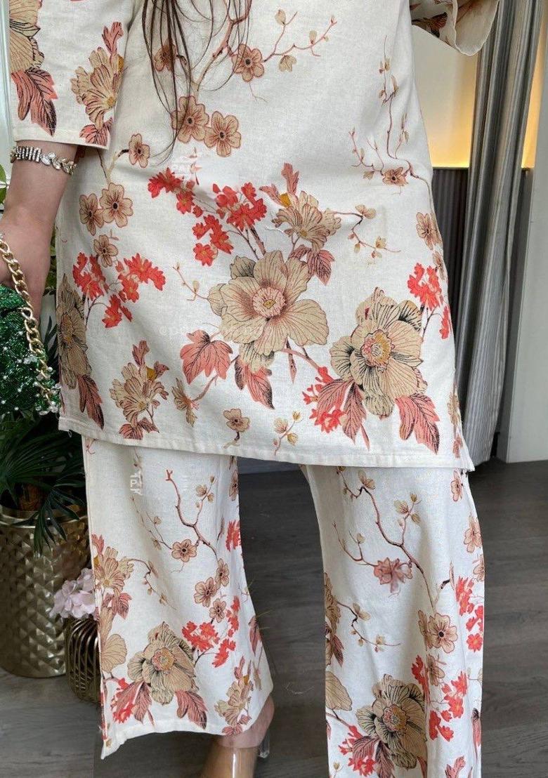 Orange Printed Cotton Co-Ord Set - Indya