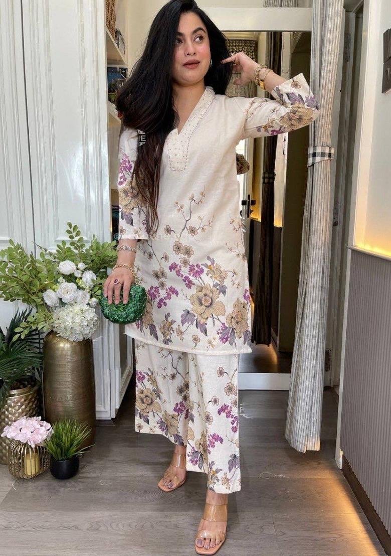 Purple Printed Cotton Co-Ord Set - Indya