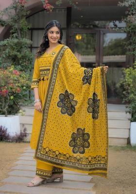 Yellow Embroidered Cotton Kurta Set