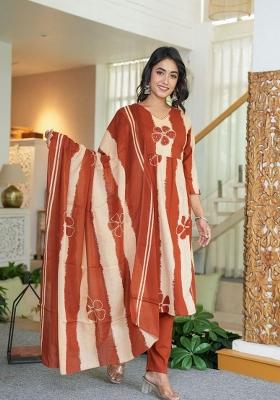 Copper Printed Cotton Kurta Set