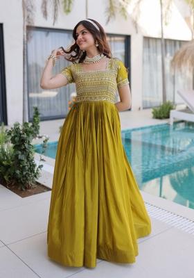 Mehendi Sequin Work H O Fabric Anarkali