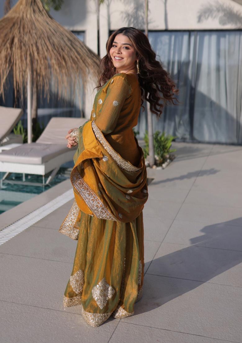 Brown Sequin Work Fendi Anarkali Set - Indya
