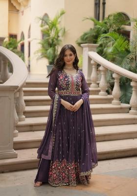 Onion Sequin Work Georgette Anarkali Set