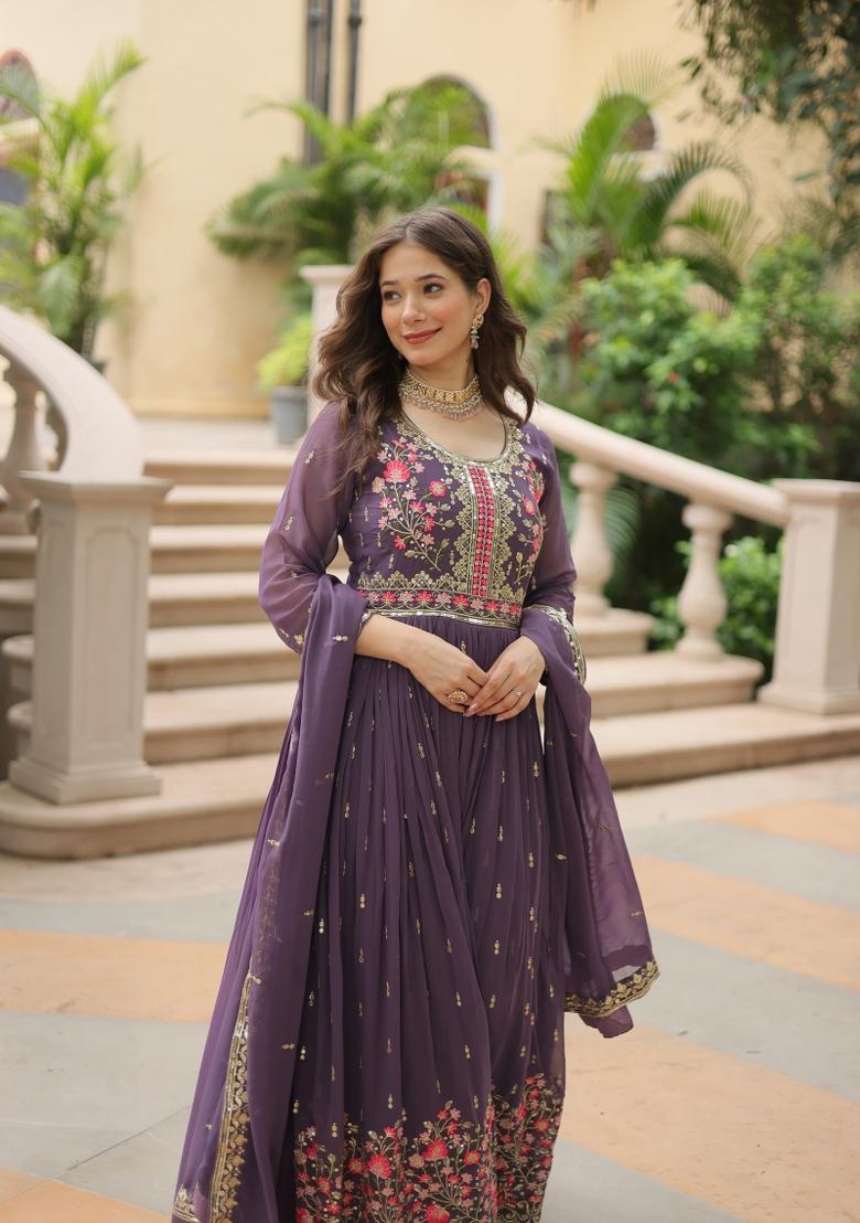 Onion Sequin Work Georgette Anarkali Set - Indya