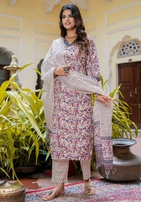 Multicolor Printed Cotton Kurta Set