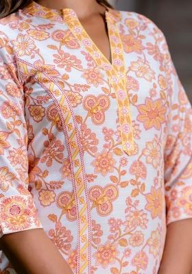 Maroon Printed Cotton Kurta Set