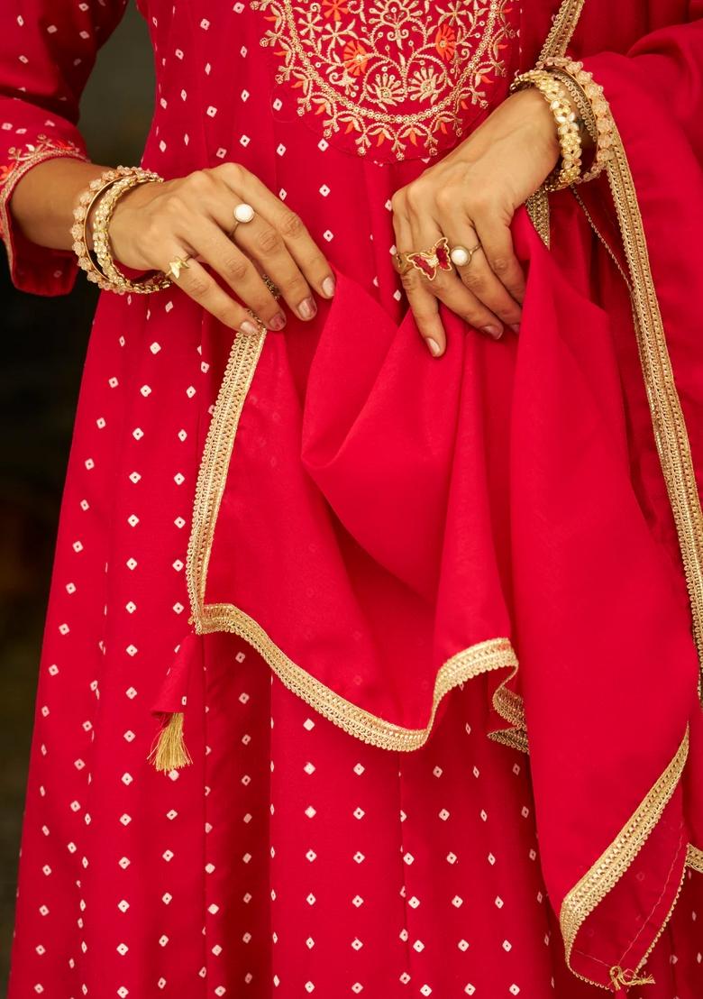 Pink Embroidered Silk Blend Kurta Set - Indya