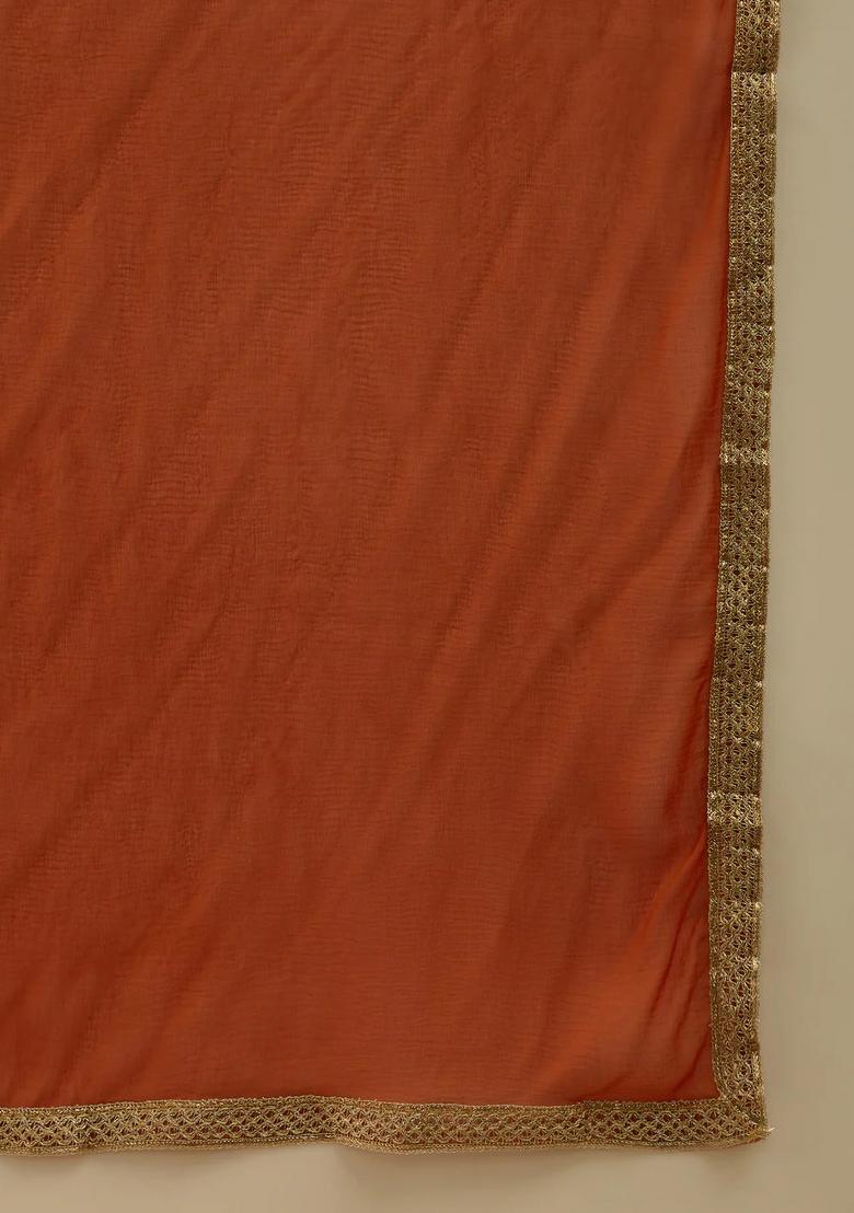 Brown Floral Printed Silk Blend Kurta Set - Indya