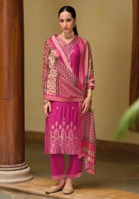 Pink Embroidered Silk Blend Kurta Set