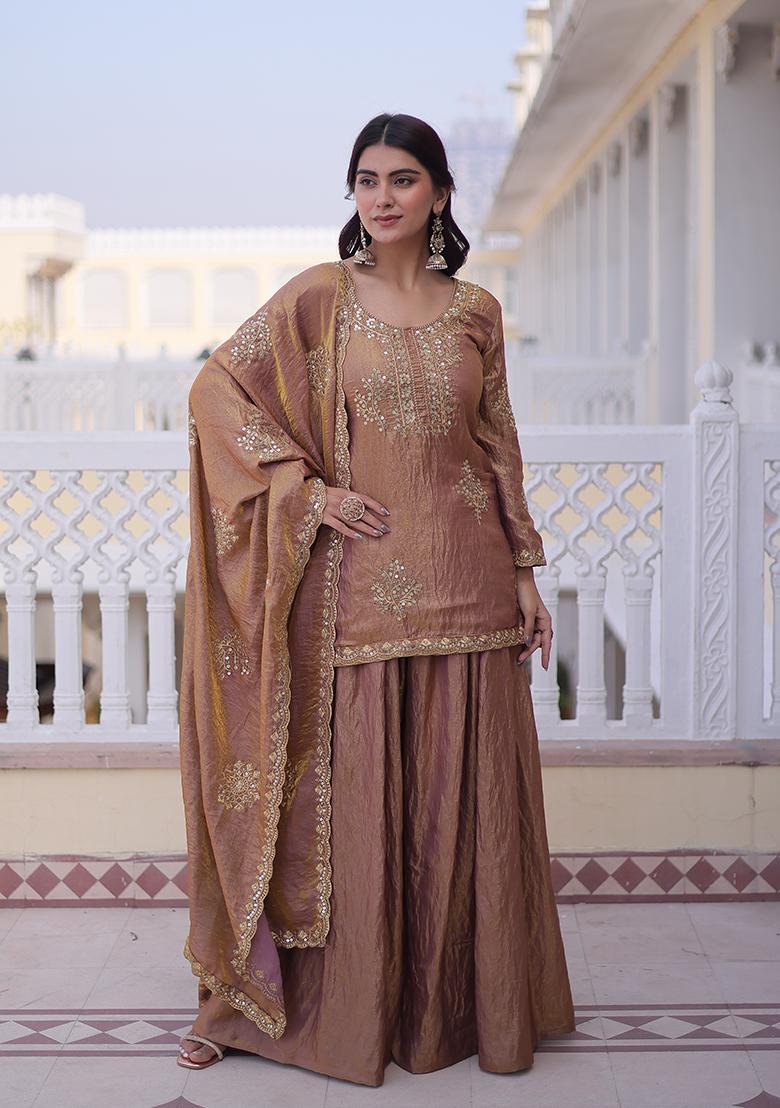 Golden Zari Work Fendi Anarkali Set - Indya